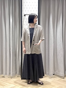 「A part by（アパートバイ）のダブルストラップミュール（パンプス、ブラック系）」を使った、さちさん（レディース・156cm）の春コーディネート