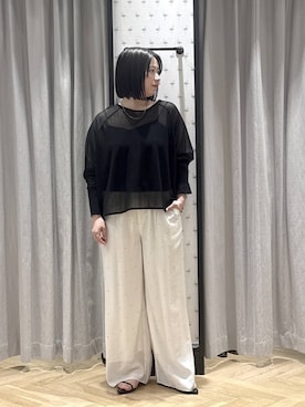 「A part by（アパートバイ）のナローストラップサンダル（サンダル、ブラック系）」を使った、さちさん（レディース・156cm）の春コーディネート