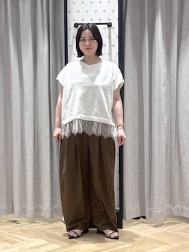 「A part by（アパートバイ）のナローストラップサンダル（サンダル、ブラック系）」を使った、さちさん（レディース・156cm）の夏コーディネート