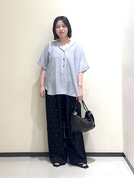 「A part by（アパートバイ）のハートモチーフバッグ（ショルダーバッグ、ブラック系）」を使った、さちさん（レディース・156cm）の春コーディネート