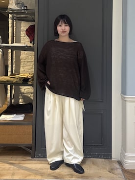「A part by（アパートバイ）のアソートイレヘムレースキャミ（キャミソール、ホワイト系）」を使った、さちさん（レディース・156cm）の秋コーディネート