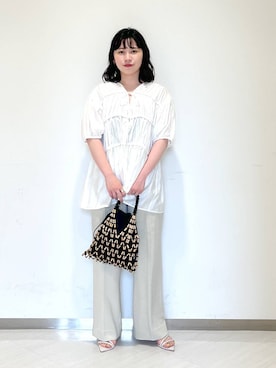 「e/rm（イーアールエム）のアイテム（シャツ/ブラウス）」を使った、さちさん（レディース・155cm）の夏コーディネート