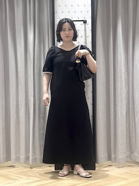 「A part by（アパートバイ）のハートモチーフバッグ（ショルダーバッグ、ブラック系）」を使った、さちさん（レディース・156cm）の夏コーディネート