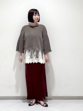 「アイテム（チュニック）」を使った、さちさん（レディース・155cm）の夏コーディネート
