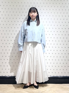「A part by（アパートバイ）のショートオックスシャツ≪追加2≫（シャツ/ブラウス）」を使った、さちさん（レディース・155cm）の冬コーディネート