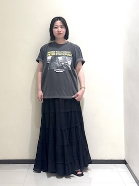 「A part by（アパートバイ）のLIFEカラーTシャツ（Tシャツ/カットソー、グレー系）」を使った、さちさん（レディース・156cm）の春コーディネート