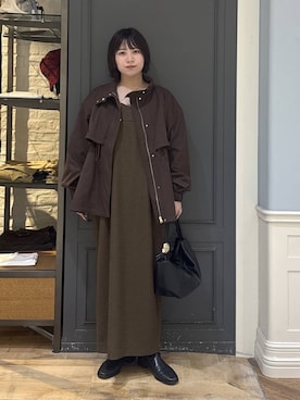 「A part by（アパートバイ）の【撥水加工】スタンドブルゾン（ブルゾン、ブラウン系）」を使った、さちさん（レディース・156cm）の秋コーディネート