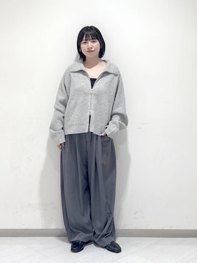 「アイテム（ブルゾン、グレー系）」を使った、さちさん（レディース・155cm）の秋コーディネート