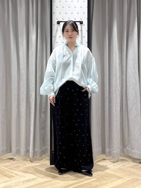 「A part by（アパートバイ）のワンストラップフラットミュール（その他シューズ、ブラック系）」を使った、さちさん（レディース・156cm）の春コーディネート