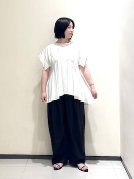 「A part by（アパートバイ）のタックデザインブラウス（シャツ/ブラウス、ホワイト系）」を使った、さちさん（レディース・156cm）の春コーディネート
