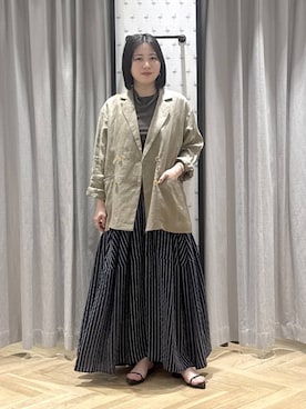 「A part by（アパートバイ）のナローストラップサンダル（サンダル、ブラック系）」を使った、さちさん（レディース・156cm）の春コーディネート