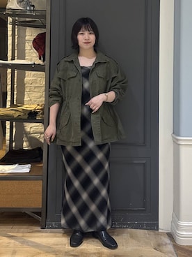 「A part by（アパートバイ）のアソートナローキャミワンピース（ワンピース、ブラック系）」を使った、さちさん（レディース・156cm）の秋コーディネート