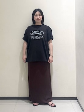 「A part by（アパートバイ）のFORD_S/STEE（Tシャツ/カットソー、グレー系）」を使った、さちさん（レディース・156cm）の夏コーディネート
