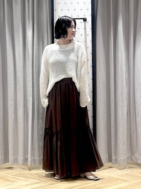 「A part by（アパートバイ）のダブルストラップミュール（パンプス、ホワイト系）」を使った、さちさん（レディース・156cm）の夏コーディネート