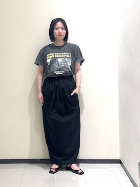 「A part by（アパートバイ）のLIFEカラーTシャツ（Tシャツ/カットソー、グレー系）」を使った、さちさん（レディース・156cm）の春コーディネート