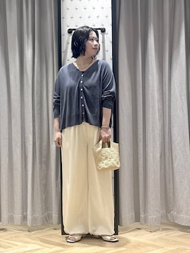 「A part by（アパートバイ）のダブルストラップミュール（パンプス、ホワイト系）」を使った、さちさん（レディース・156cm）の夏コーディネート
