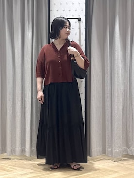 「A part by（アパートバイ）のハートモチーフバッグ（ショルダーバッグ、ブラック系）」を使った、さちさん（レディース・156cm）の夏コーディネート
