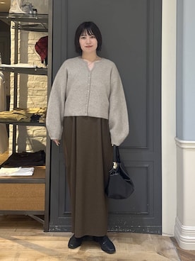 「A part by（アパートバイ）のフラットショートブーツ（ブーツ、ブラック系）」を使った、さちさん（レディース・156cm）の秋コーディネート