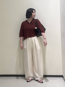 「A part by（アパートバイ）のハートモチーフバッグ（ショルダーバッグ、ブラック系）」を使った、さちさん（レディース・156cm）の夏コーディネート
