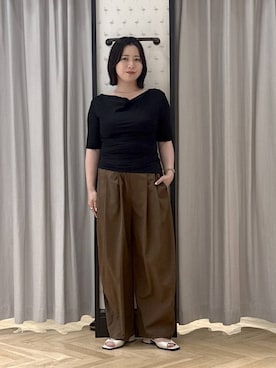「A part by（アパートバイ）のダブルストラップミュール（パンプス、ホワイト系）」を使った、さちさん（レディース・156cm）の夏コーディネート
