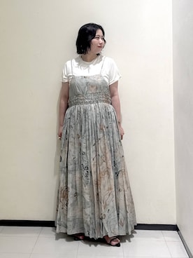 「A part by（アパートバイ）のナローストラップサンダル（サンダル、ブラック系）」を使った、さちさん（レディース・156cm）の夏コーディネート