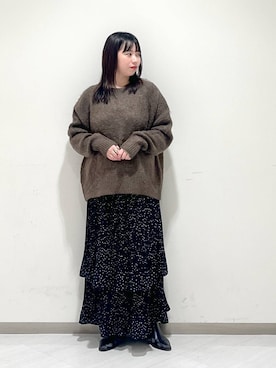 「A part by（アパートバイ）のシャギーニットプルオーバー（ニット/セーター）」を使った、さちさん（レディース・155cm）の冬コーディネート