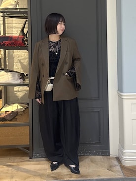 「A part by（アパートバイ）のメタルパーツパンプス（パンプス、ブラック系）」を使った、さちさん（レディース・156cm）の秋コーディネート