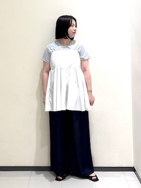 「A part by（アパートバイ）のテンセルデニムパンツ（デニムパンツ、ブルー系）」を使った、さちさん（レディース・156cm）の春コーディネート
