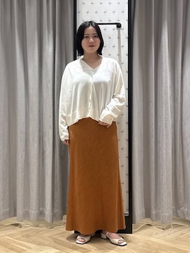 「A part by（アパートバイ）のダブルストラップミュール（パンプス、ホワイト系）」を使った、さちさん（レディース・156cm）の夏コーディネート