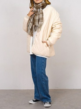 「アウターコーデ」｜「アイテム（ノーカラーコート）」を使った、DAY CLOSETさん（レディース・160cm）の秋コーディネート
