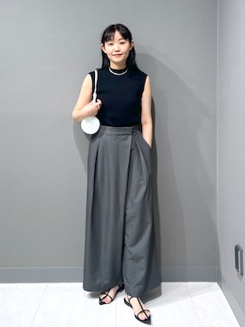「ラップパンツ」｜「アイテム（スラックス）」を使った、momoさん（レディース・165cm）の春コーディネート