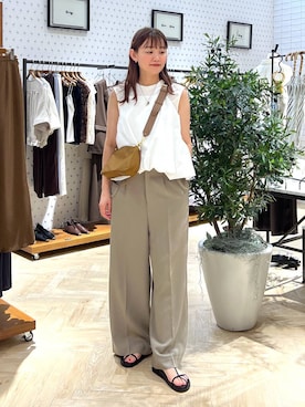 「バッグ」｜「アイテム（セットアップ）」を使った、momoさん（レディース・166cm）の夏コーディネート