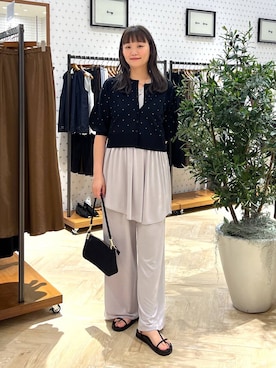 「アイテム（セットアップ）」を使った、momoさん（レディース・166cm）の夏コーディネート