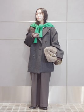 「SHIPS」｜「アイテム（ピーコート）」を使った、増田さん（レディース・157cm）の冬コーディネート