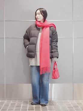 「SHIPS」｜「アイテム（ダウンジャケット/コート）」を使った、増田さん（レディース・157cm）の冬コーディネート
