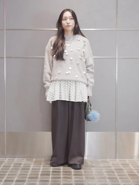 「アイテム（チュニック）」を使った、増田さん（レディース・157cm）の冬コーディネート