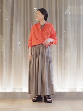 「SHIPS（シップス）のアイテム（ワンピース）」を使った、増田さん（レディース・157cm）の春コーディネート