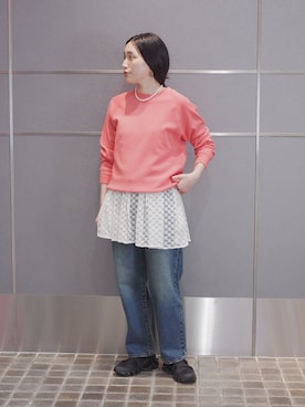 「アイテム（チュニック）」を使った、増田さん（レディース・157cm）の夏コーディネート