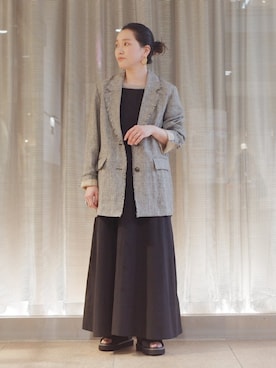 「SHIPS（シップス）のアイテム（ワンピース）」を使った、増田さん（レディース・157cm）の春コーディネート