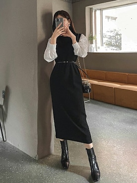 「DHOLIC(ディーホリック)のアイテム(イヤリング)」を使った、ディーホリックさん(レディース・163cm)の秋コーディネート