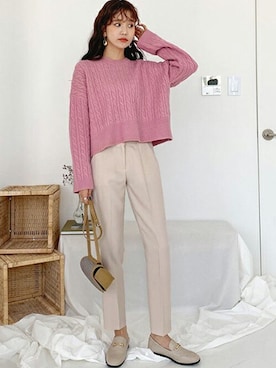 「DHOLIC（ディーホリック）のアイテム（スラックス）」を使った、ディーホリックさん（レディース・164cm）の冬コーディネート