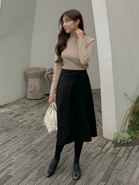 「カフェ」｜ディーホリックさん（レディース・163cm）の冬コーディネート