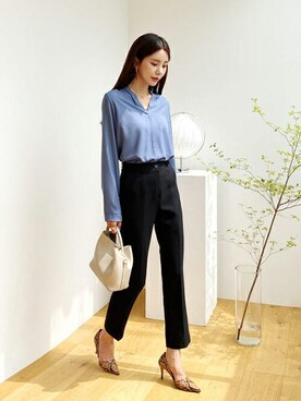 「スキッパーシャツ」｜ディーホリックさん（レディース・164cm）の冬コーディネート