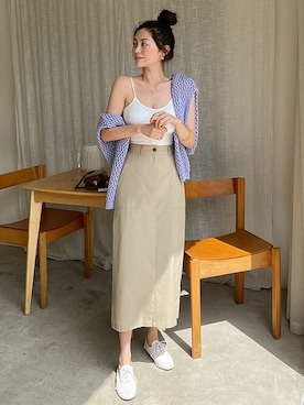 「DHOLIC（ディーホリック）のアイテム（チューブトップ）」を使った、ディーホリックさん（レディース・162cm）の夏コーディネート