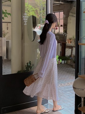 「DHOLIC（ディーホリック）のアイテム（カーディガン/ボレロ）」を使った、ディーホリックさん（レディース・165cm）の夏コーディネート