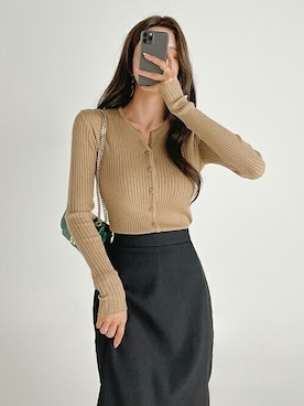 「DHOLIC（ディーホリック）のアイテム（カーディガン/ボレロ）」を使った、ディーホリックさん（レディース・164cm）の秋コーディネート