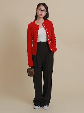 「DHOLIC（ディーホリック）のアイテム（カーディガン/ボレロ）」を使った、ディーホリックさん（レディース・160cm）の冬コーディネート