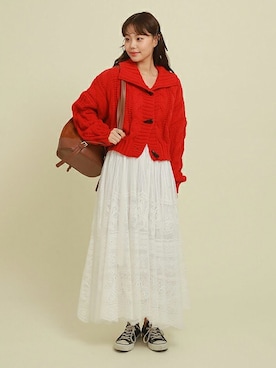 「DHOLIC（ディーホリック）のアイテム（カーディガン/ボレロ）」を使った、ディーホリックさん（レディース・160cm）の冬コーディネート