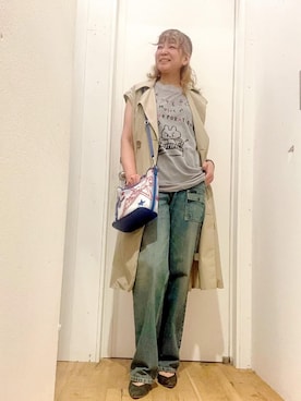 「ラフコーデ」｜「アイテム（トレンチコート）」を使った、happachinさん（レディース・164cm）の夏コーディネート