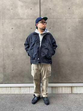 「MANASTASH（マナスタッシュ）のアイテム（パーカー）」を使った、maeyamaさん（メンズ・170cm）の冬コーディネート